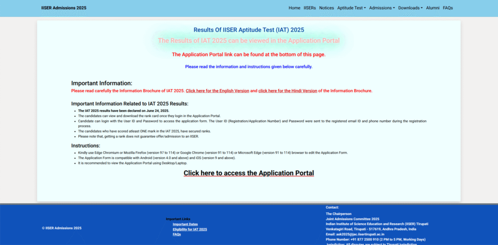 IISER IAT 2025 Result